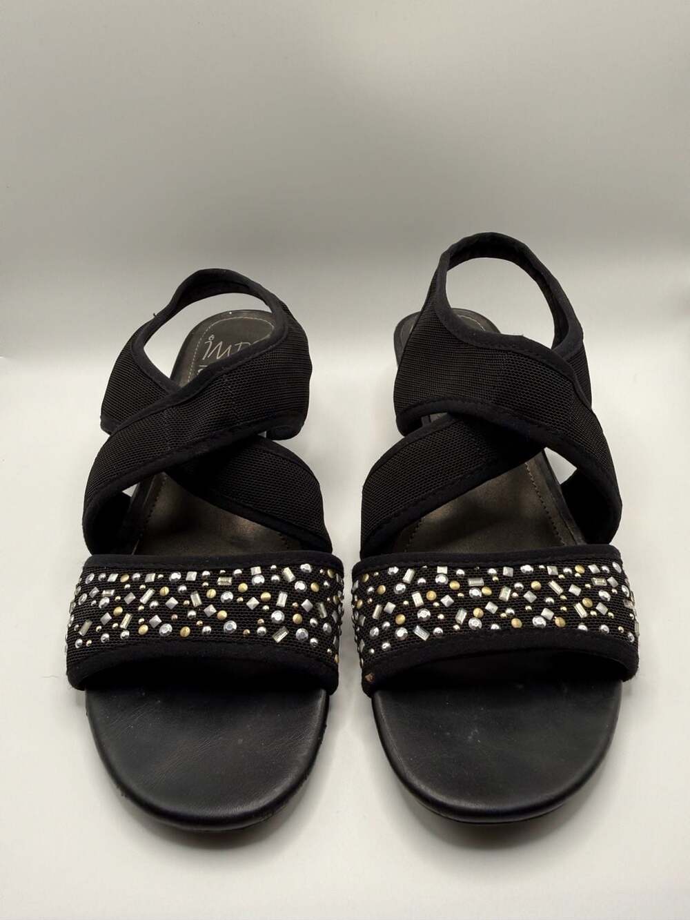 Women’s Stretch Black Slingback Wedge Sandals